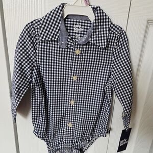 Baby B'Gosh Navy and White Checkered Button Down Shirt 9mo